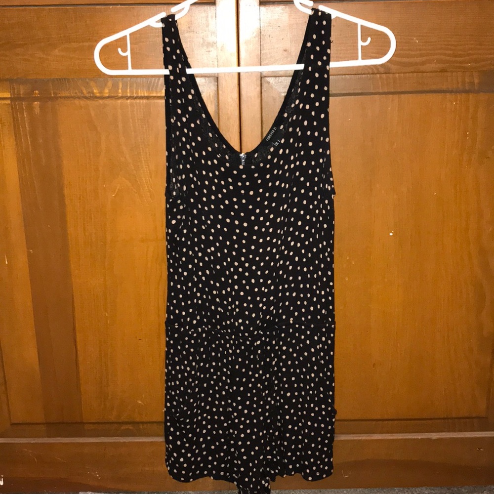 Black and white polka dot romper